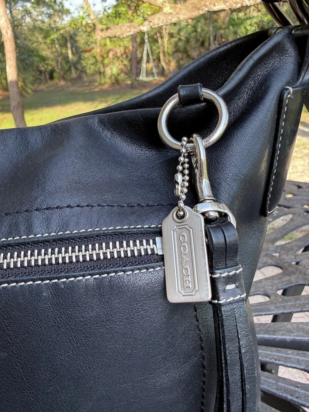 Vintage Coach Black Leather Legacy East West Duffle Hobo Bag 1416